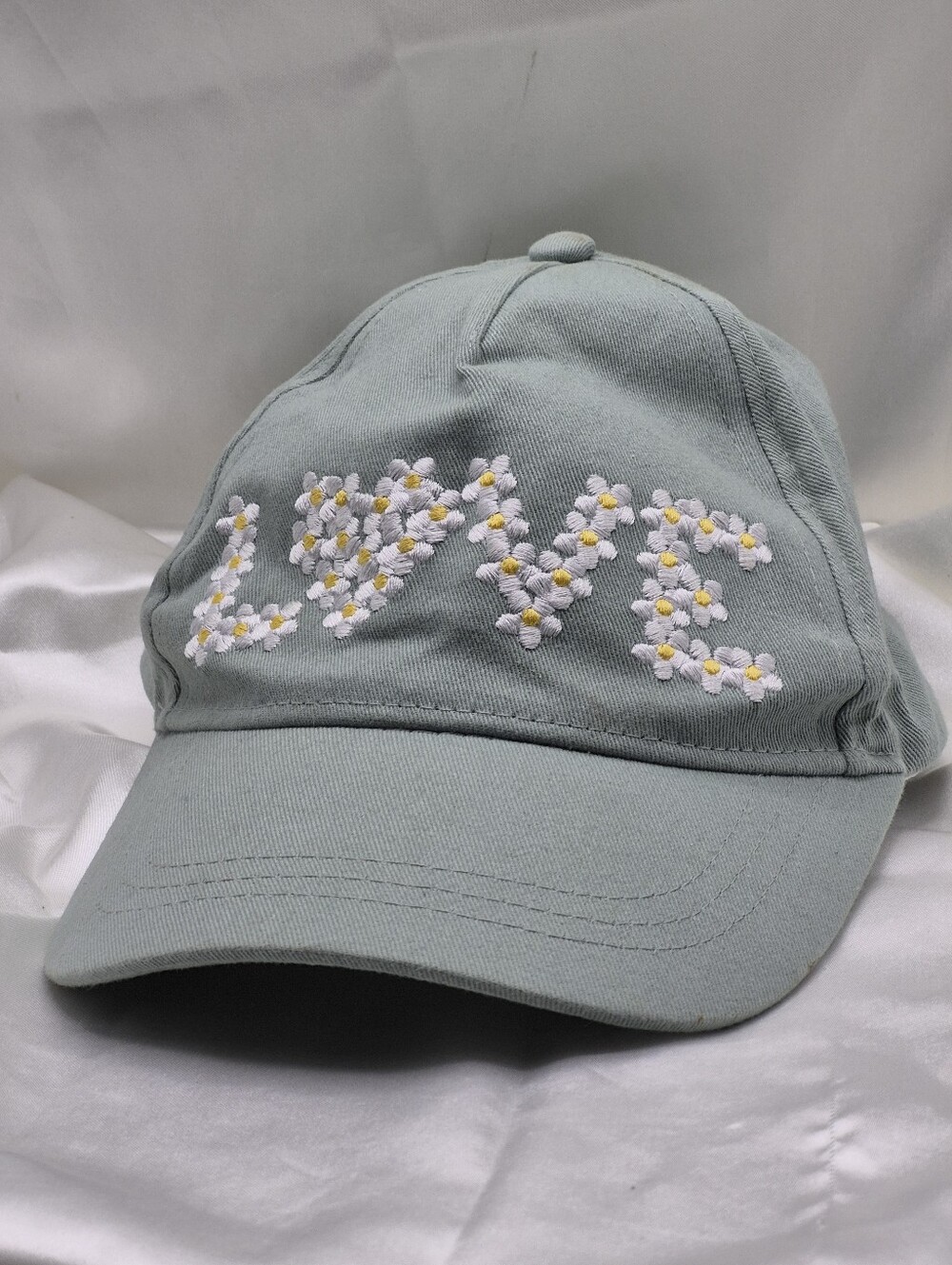 Kids OS Daisy Embroidered Cap - Grey Blue